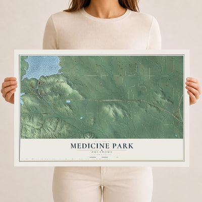 Map of Medicine Park, Oklahoma, 12 x 18 inch unframed archival matte print