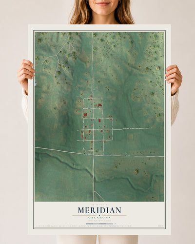 Map of Meridian, Oklahoma, 24 x 36 inch unframed archival matte print