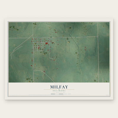 Milfay, Oklahoma map print, the full design