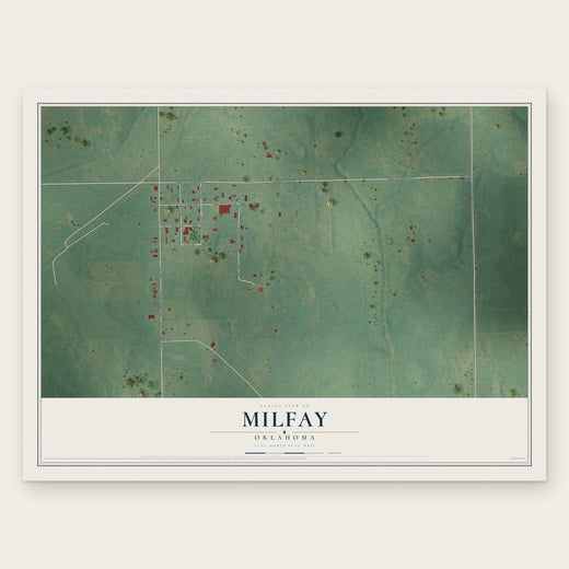 Milfay, Oklahoma map print, the full design