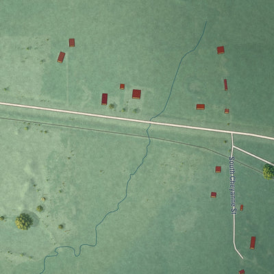 Second close-up of the map of Millerton, Oklahoma print showing more streets and buildings