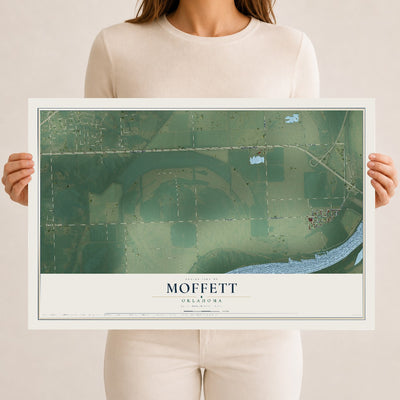 Map of Moffett, Oklahoma, 12 x 18 inch unframed archival matte print