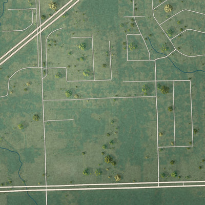 Second close-up of the map of Moffett, Oklahoma print showing more streets and buildings