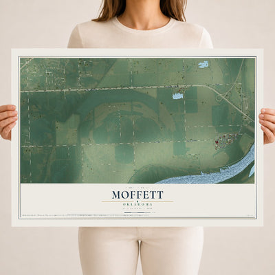 Map of Moffett, Oklahoma, 18 x 24 inch unframed archival matte print