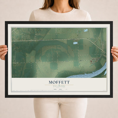 Map of Moffett, Oklahoma, 18 x 24 inch print in a black wood frame