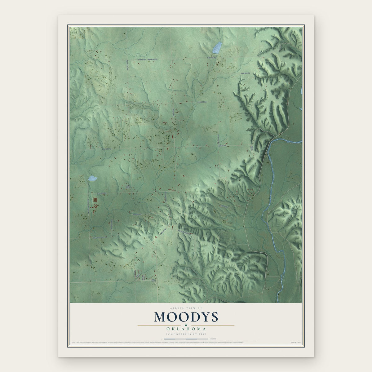 Moodys, Oklahoma map print, the full design