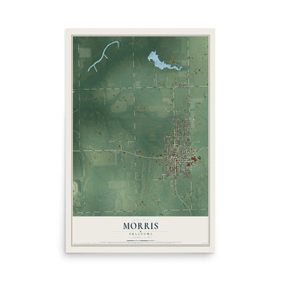 Map of Morris, Oklahoma, 12 x 18 inch unframed archival matte print