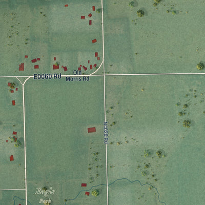 Second close-up of the map of Morris, Oklahoma print showing more streets and buildings