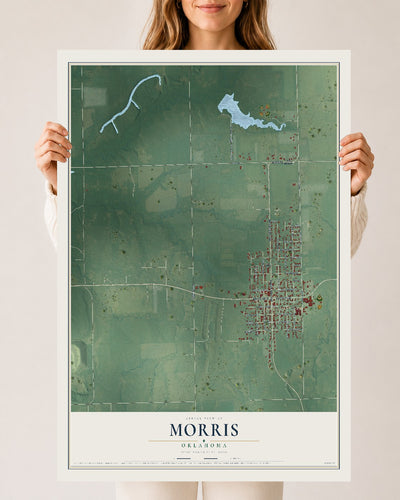 Map of Morris, Oklahoma, 24 x 36 inch unframed archival matte print