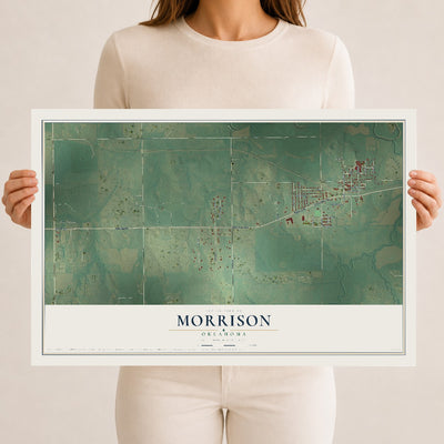 Map of Morrison, Oklahoma, 12 x 18 inch unframed archival matte print