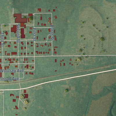 Second close-up of the map of Morrison, Oklahoma print showing more streets and buildings