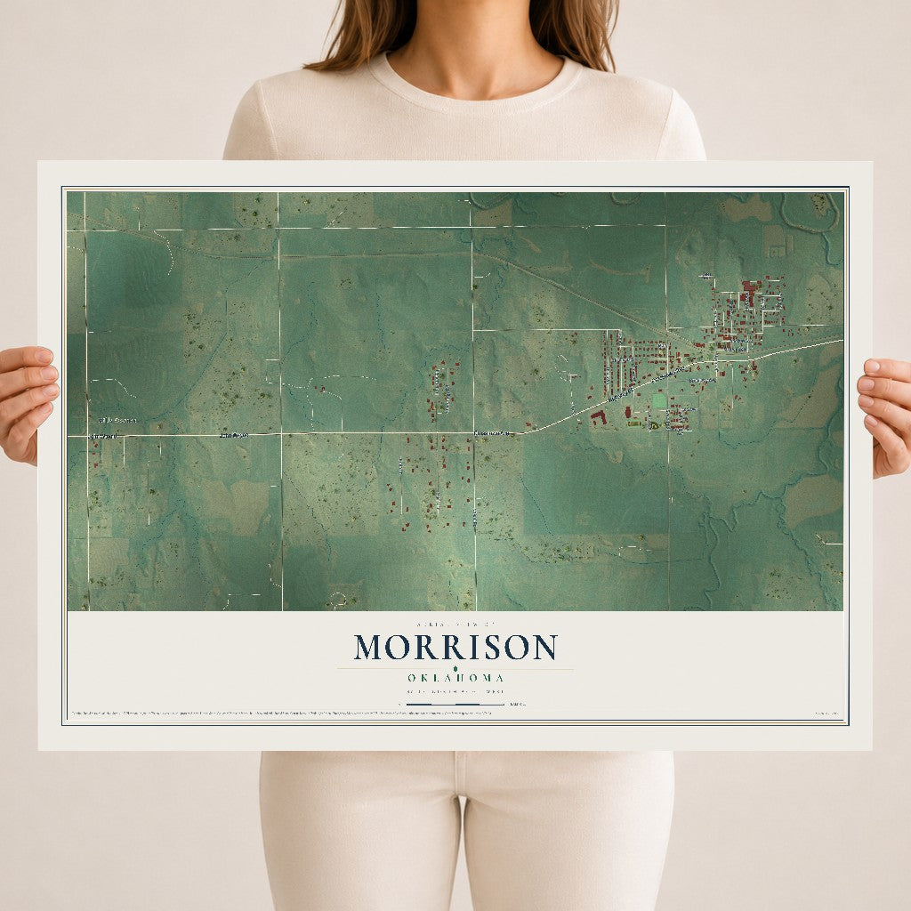 Map of Morrison, Oklahoma, 18 x 24 inch unframed archival matte print