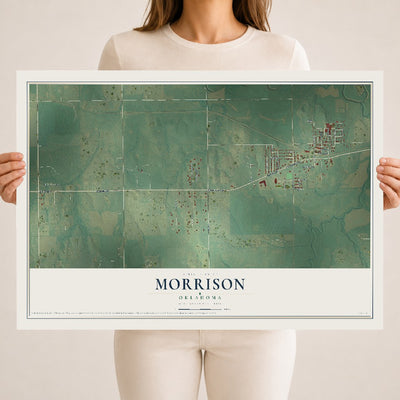 Map of Morrison, Oklahoma, 18 x 24 inch unframed archival matte print