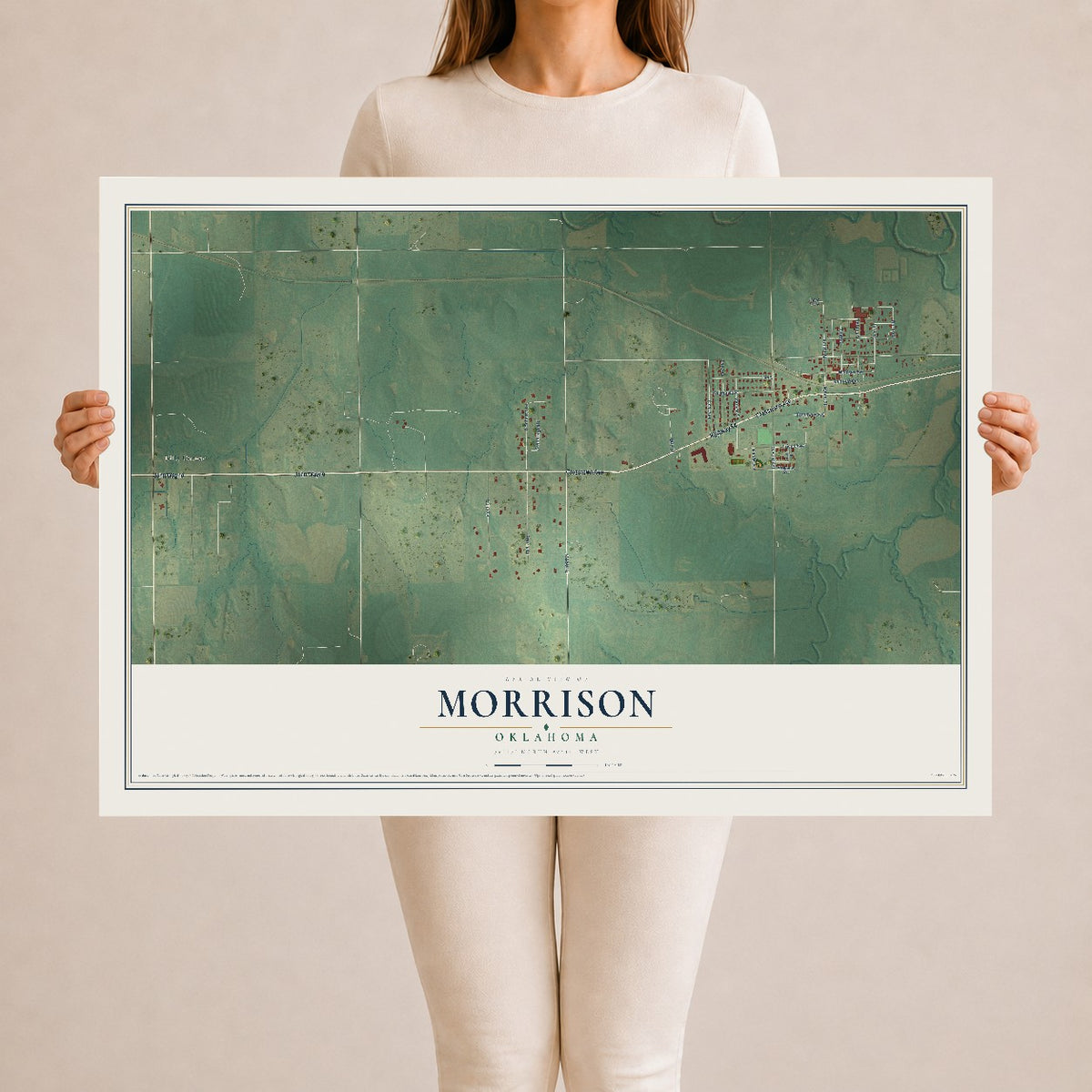Map of Morrison, Oklahoma, 24 x 36 inch unframed archival matte print