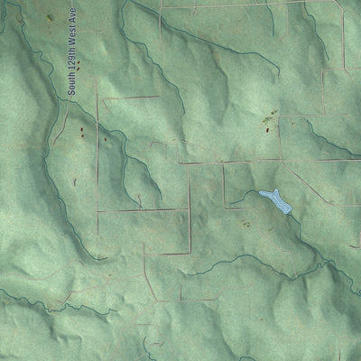 Second close-up of the map of Mounds, Oklahoma print showing more streets and buildings