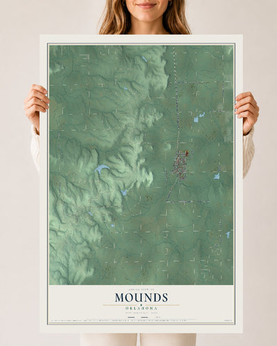 Map of Mounds, Oklahoma, 24 x 36 inch unframed archival matte print
