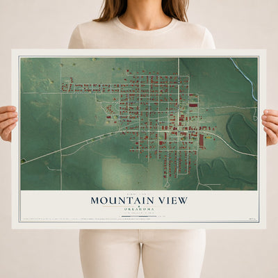 Map of Mountain View, Oklahoma, 18 x 24 inch unframed archival matte print