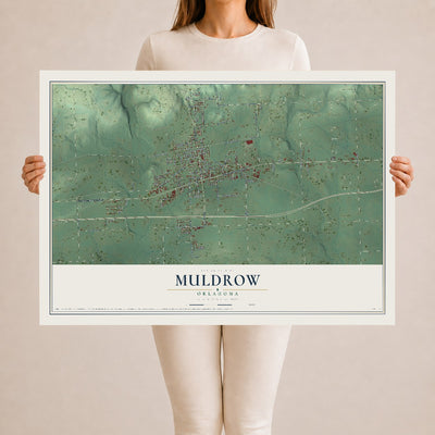 Map of Muldrow, Oklahoma, 24 x 36 inch unframed archival matte print