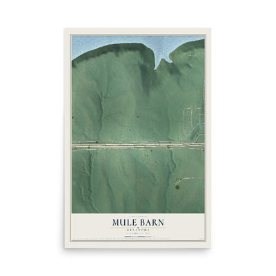 Map of Mule Barn, Oklahoma, 12 x 18 inch unframed archival matte print