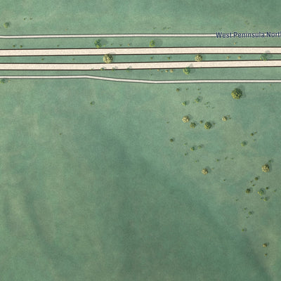 Second close-up of the map of Mule Barn, Oklahoma print showing more streets and buildings