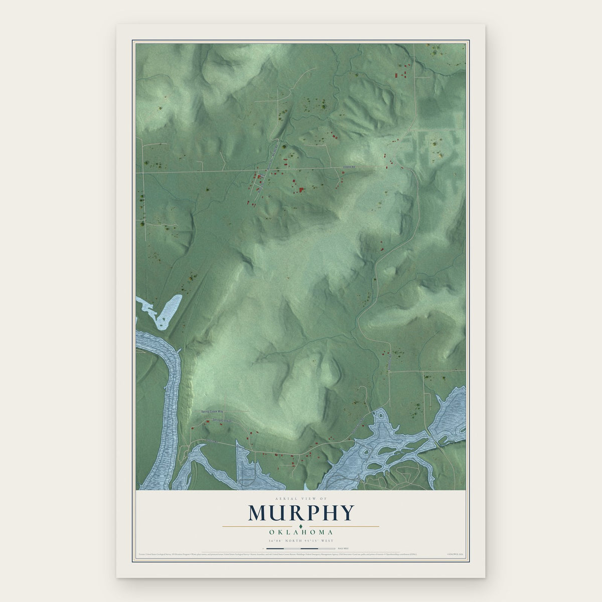 Murphy, Oklahoma map print, the full design