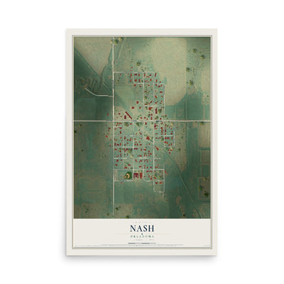 Map of Nash, Oklahoma, 12 x 18 inch unframed archival matte print