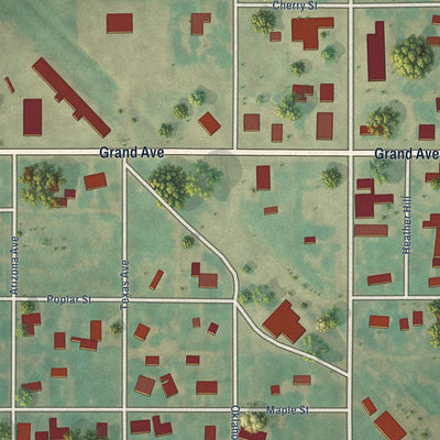 Close-up of the map of Nash, Oklahoma print showing street and building detail