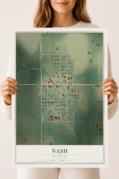 Map of Nash, Oklahoma, 18 x 24 inch unframed archival matte print
