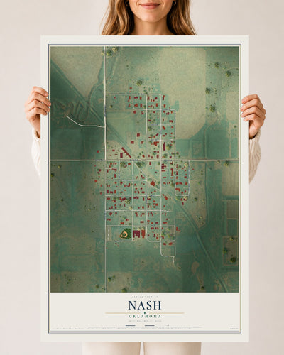 Map of Nash, Oklahoma, 24 x 36 inch unframed archival matte print