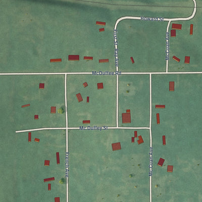 Close-up of the map of New Woodville, Oklahoma print showing street and building detail