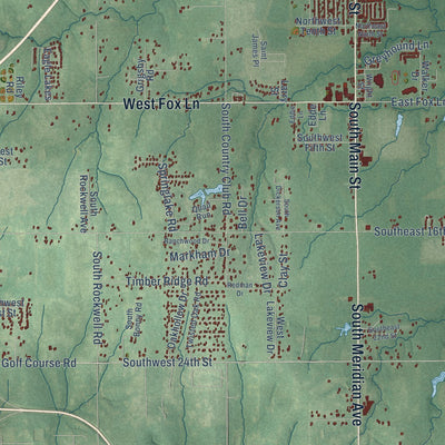 Close-up of the map of Newcastle, Oklahoma print showing street and building detail