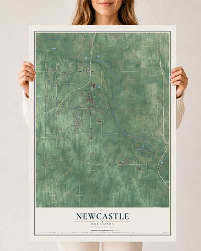 Map of Newcastle, Oklahoma, 24 x 36 inch unframed archival matte print