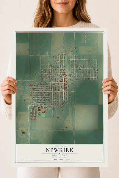 Map of Newkirk, Oklahoma, 18 x 24 inch unframed archival matte print
