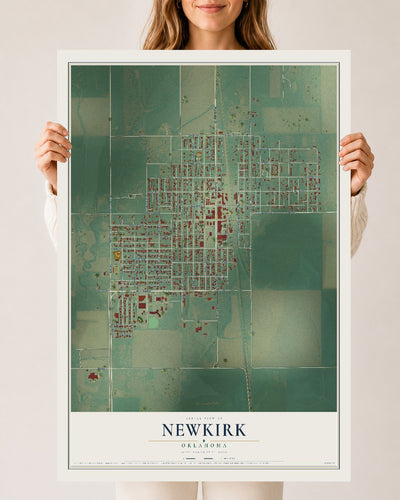 Map of Newkirk, Oklahoma, 24 x 36 inch unframed archival matte print