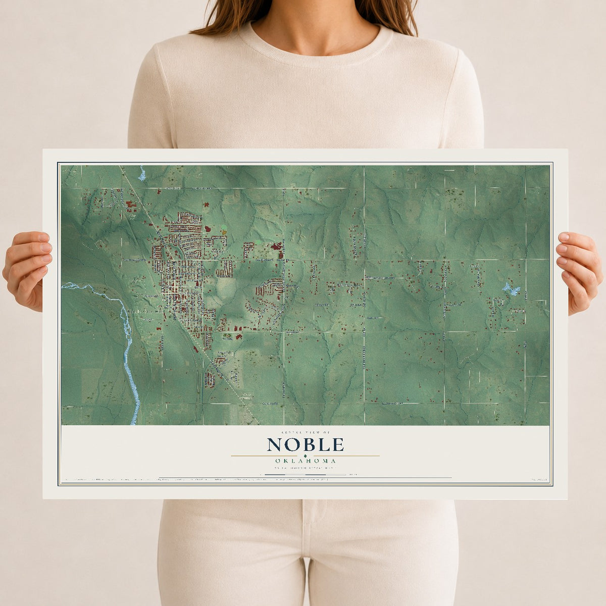 Map of Noble, Oklahoma, 12 x 18 inch unframed archival matte print