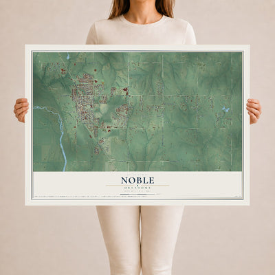 Map of Noble, Oklahoma, 24 x 36 inch unframed archival matte print
