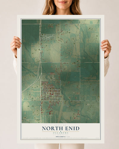 Map of North Enid, Oklahoma, 24 x 36 inch unframed archival matte print