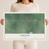Map of Oakland, Oklahoma, 12 x 18 inch unframed archival matte print
