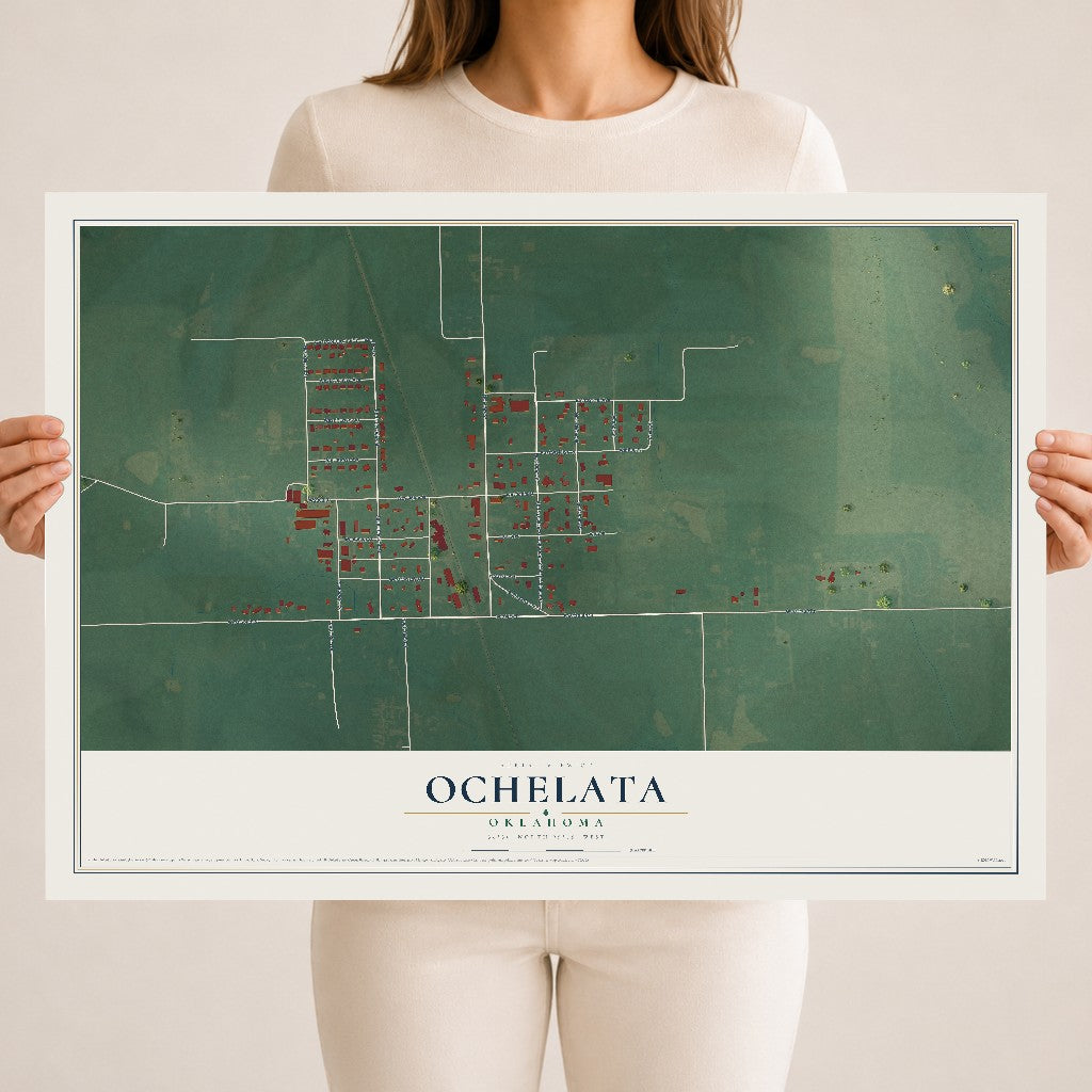 Map of Ochelata, Oklahoma, 18 x 24 inch unframed archival matte print