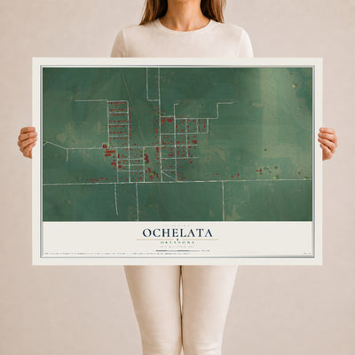 Map of Ochelata, Oklahoma, 24 x 36 inch unframed archival matte print