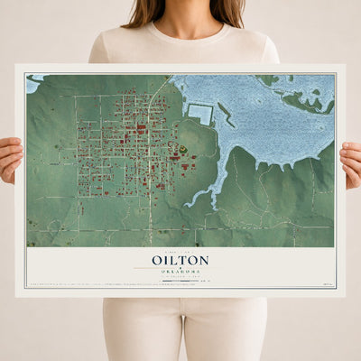Map of Oilton, Oklahoma, 18 x 24 inch unframed archival matte print
