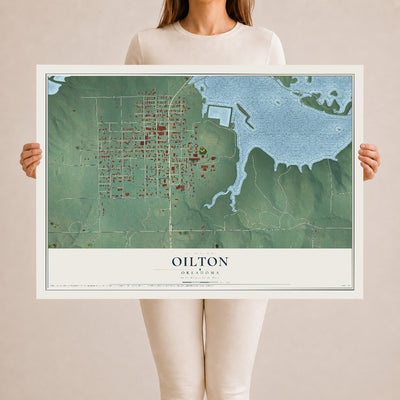 Map of Oilton, Oklahoma, 24 x 36 inch unframed archival matte print