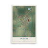 Map of Okarche, Oklahoma, 12 x 18 inch unframed archival matte print