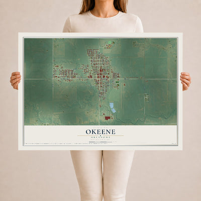 Map of Okeene, Oklahoma, 24 x 36 inch unframed archival matte print