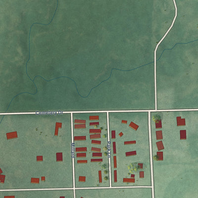Second close-up of the map of Oktaha, Oklahoma print showing more streets and buildings