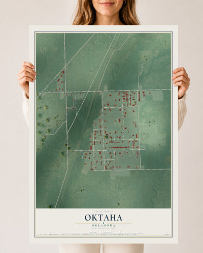 Map of Oktaha, Oklahoma, 24 x 36 inch unframed archival matte print