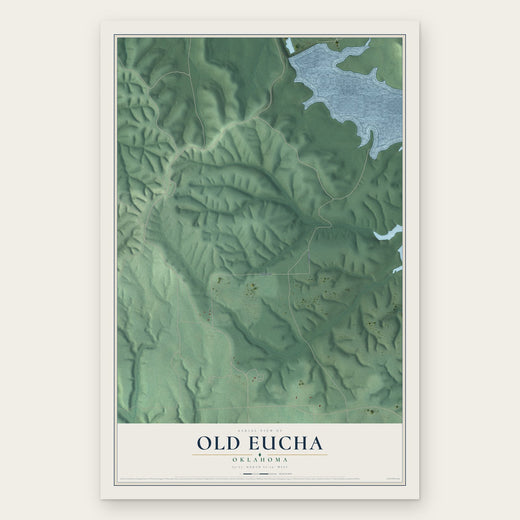Old Eucha, Oklahoma map print, the full design