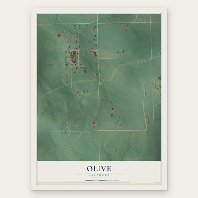 Olive, Oklahoma map print, the full design