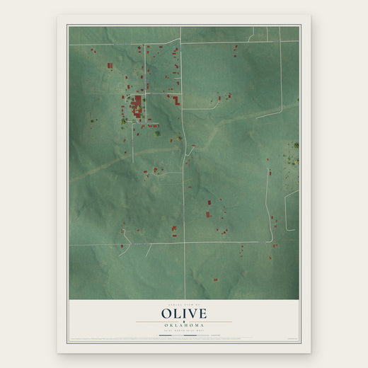Olive, Oklahoma map print, the full design