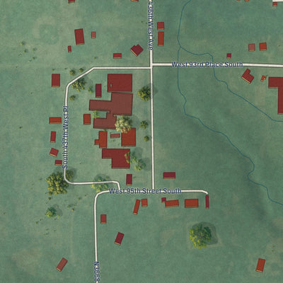 Close-up of the map of Olive, Oklahoma print showing street and building detail